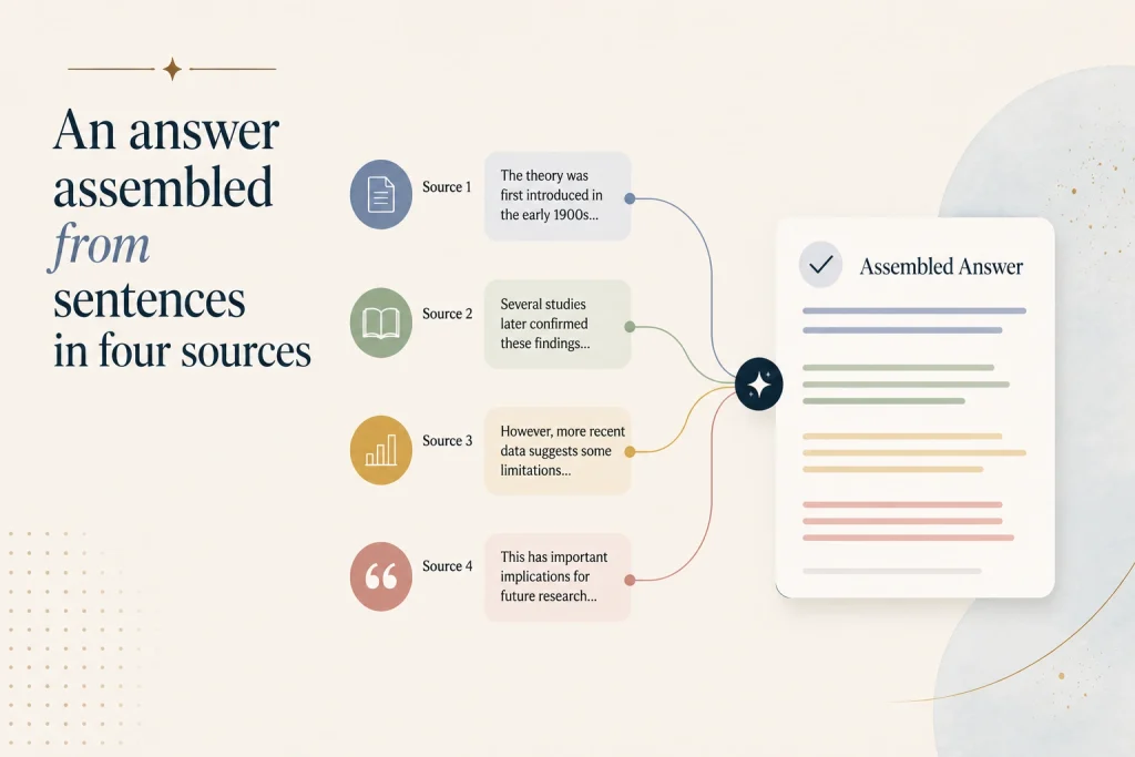 An answer assembled from sentences in four sources

