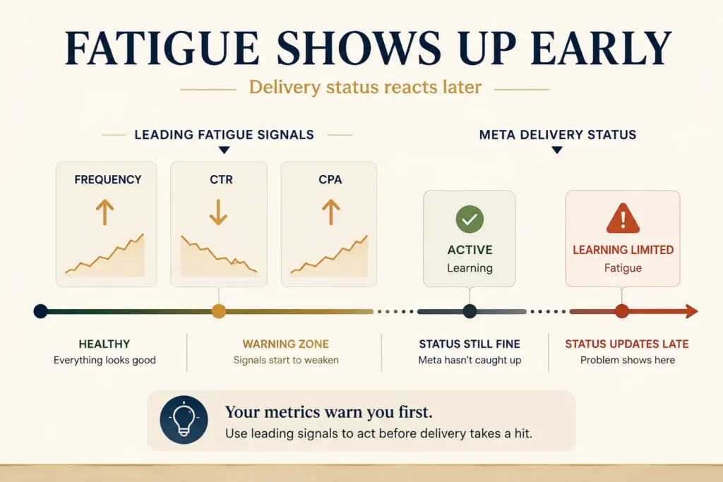 Leading fatigue signals against Meta's lagging delivery status

