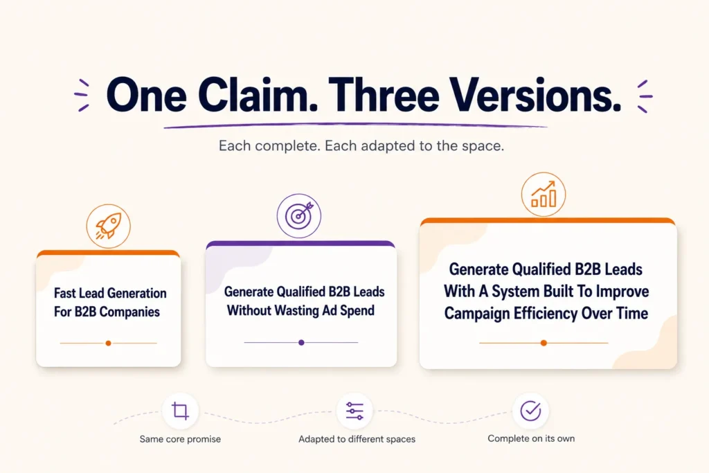 One claim written three times, each version complete on its own

