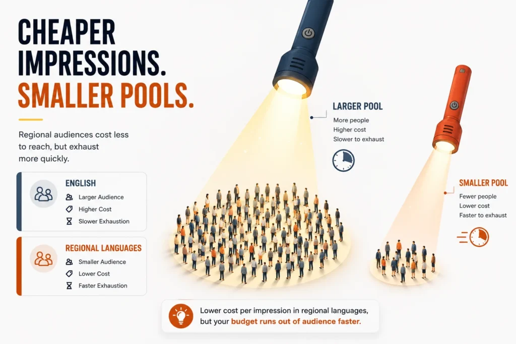 Cheaper regional impressions against a smaller pool, and how much faster it exhausts