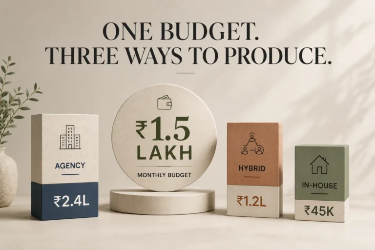 Three production models priced against one advertiser's monthly production budget