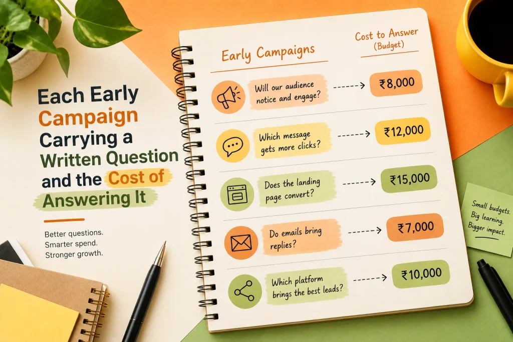 Each early campaign carrying a written question and the cost of answering it