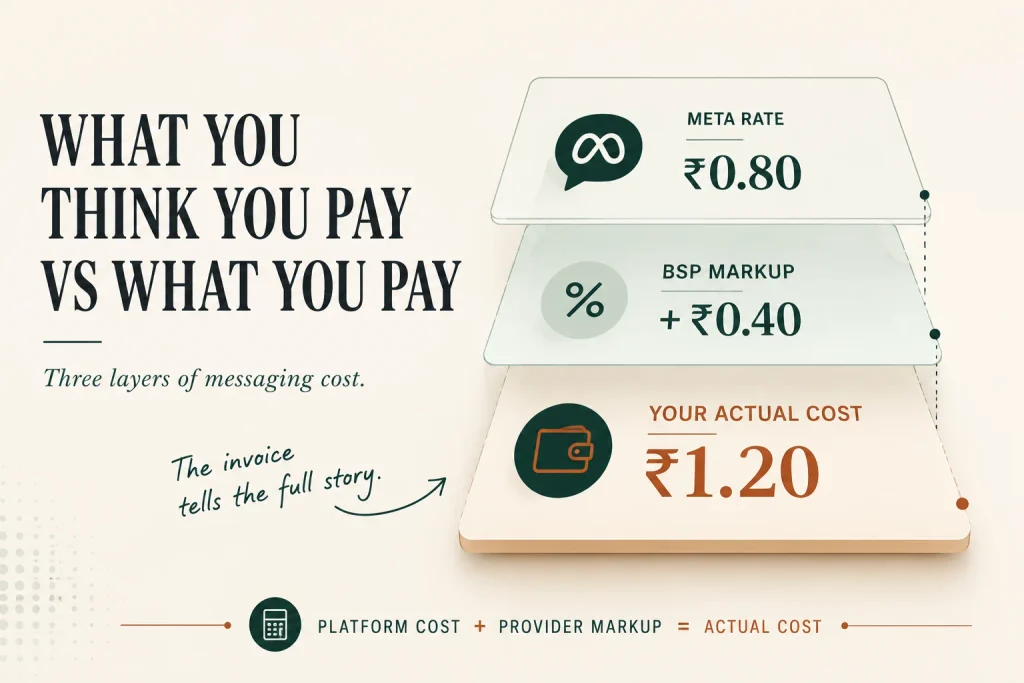 Meta's rate, the BSP markup, and what you actually pay