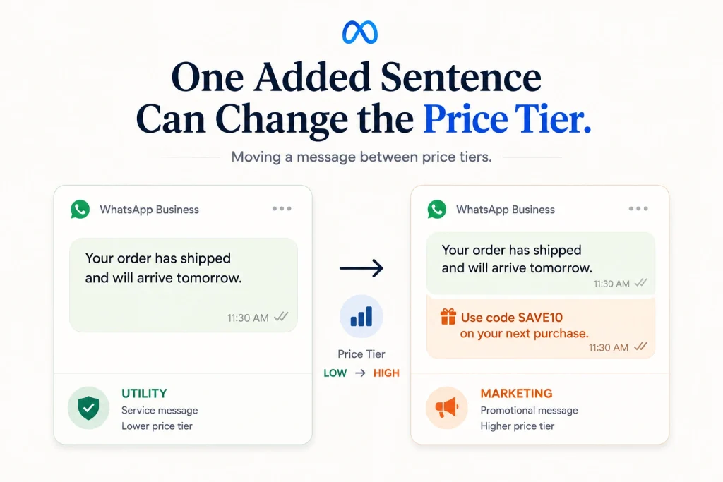 One added sentence moving a message between price tiers

