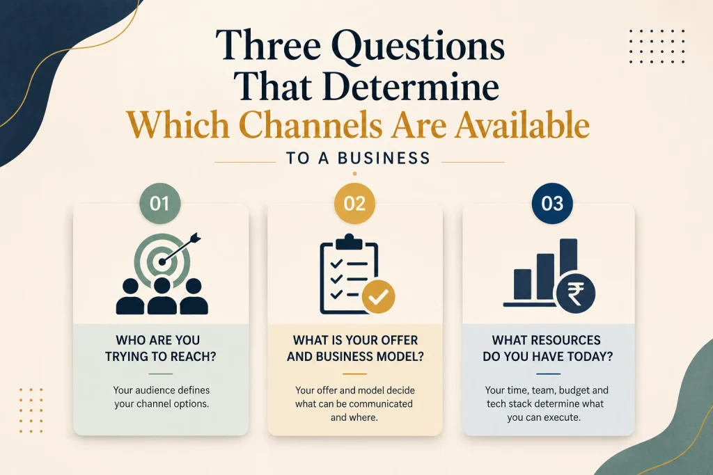Three questions that determine which channels are available to a business

