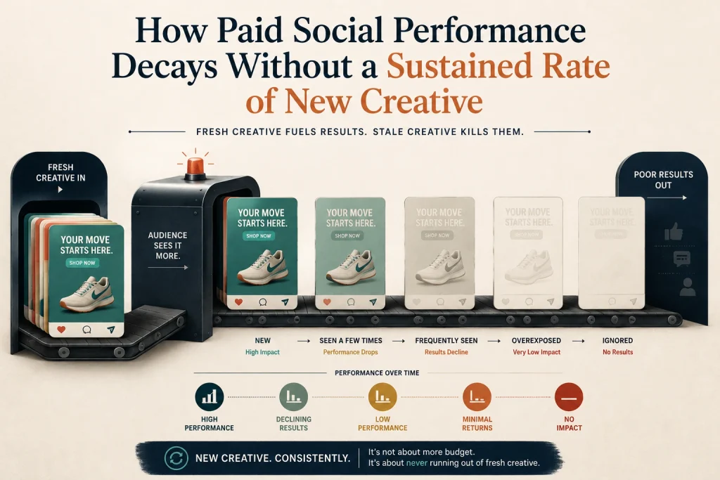 How paid social performance decays without a sustained rate of new creative


