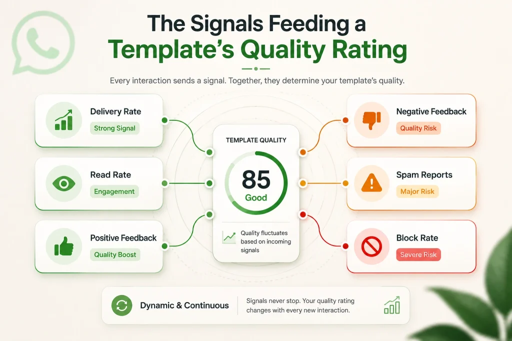 The signals feeding a template's quality rating