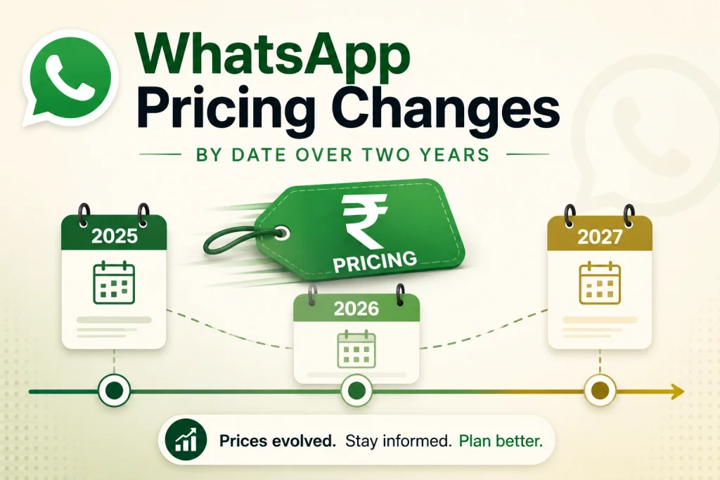 WhatsApp pricing changes by date over two years

