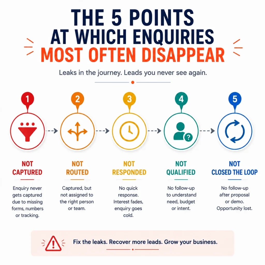 The five points at which enquiries most often disappear


