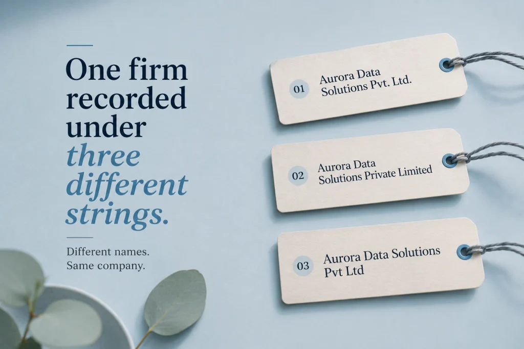 One firm recorded under three different strings