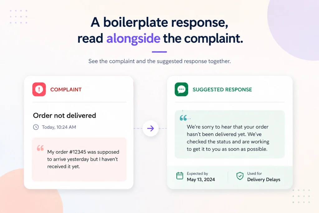 A boilerplate response read alongside the complaint

