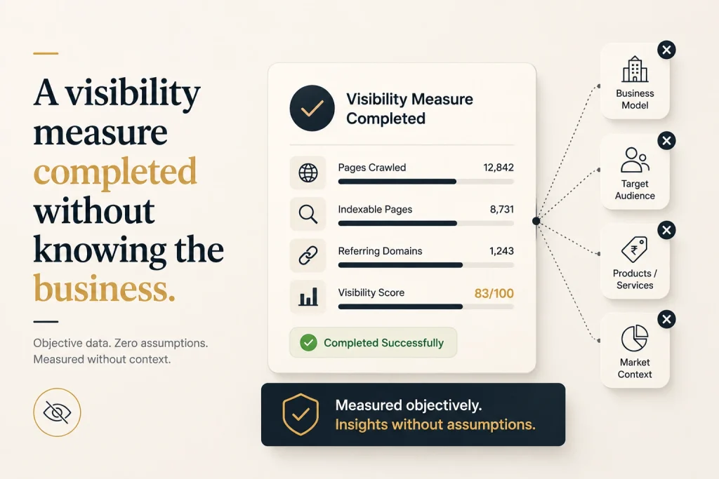 A visibility measure completed without knowing the business

