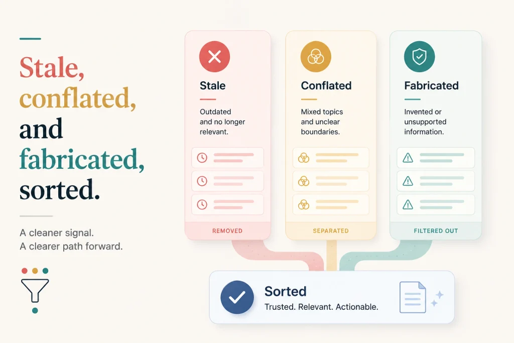 Stale, conflated and fabricated, sorted

