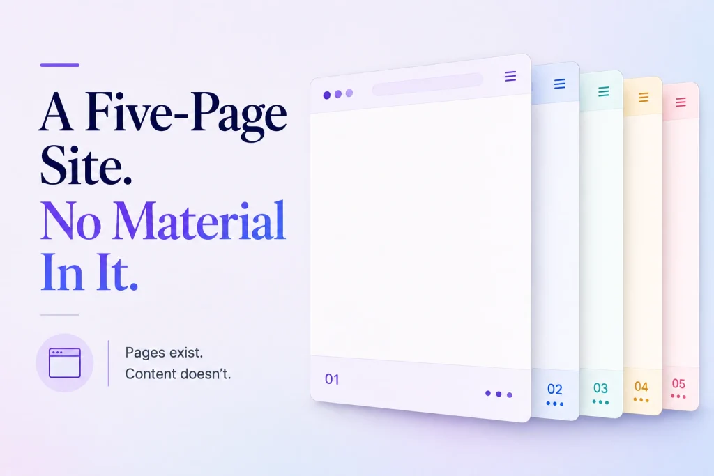 A five-page site with no material in it

