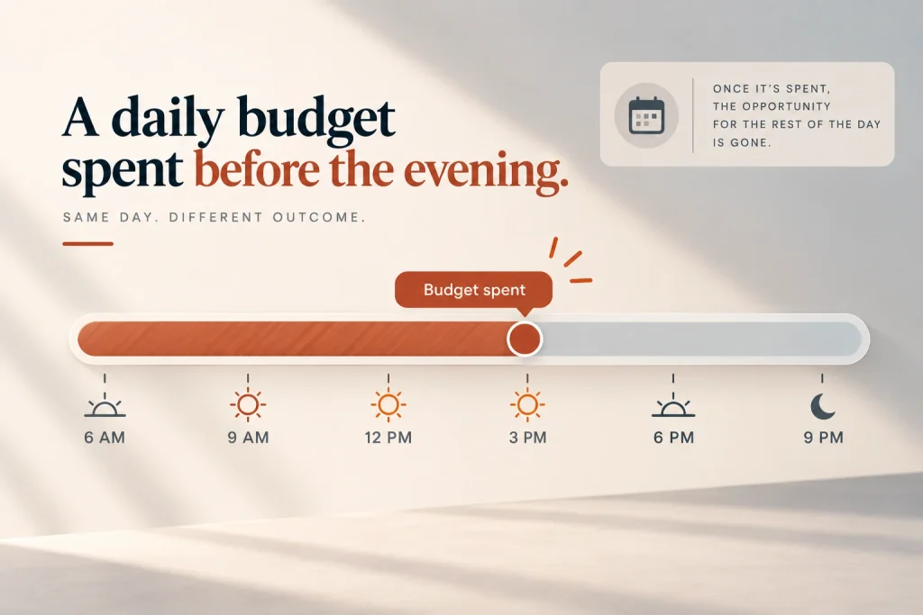A daily budget spent before the evening

