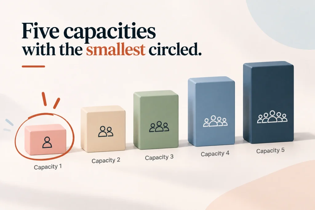 Five capacities with the smallest circled

