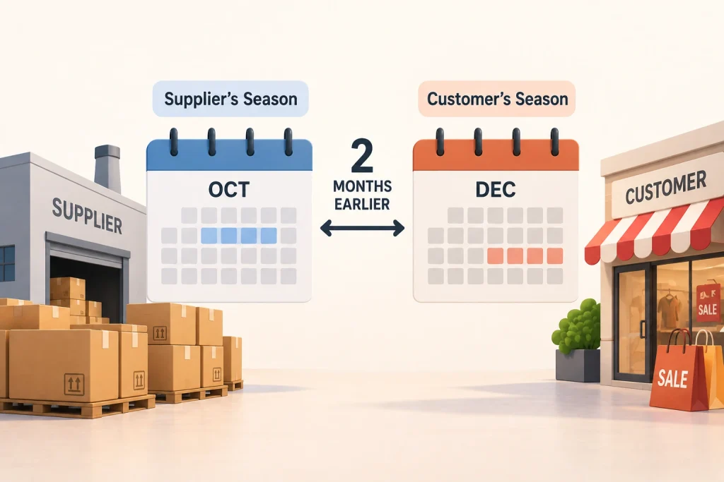 A supplier's season two months before its customer's
