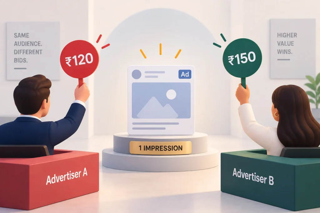Two advertisers bidding for one impression
