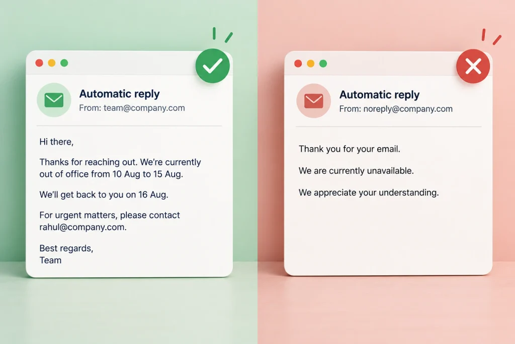 Two auto-replies, one useful and one worse than silence

