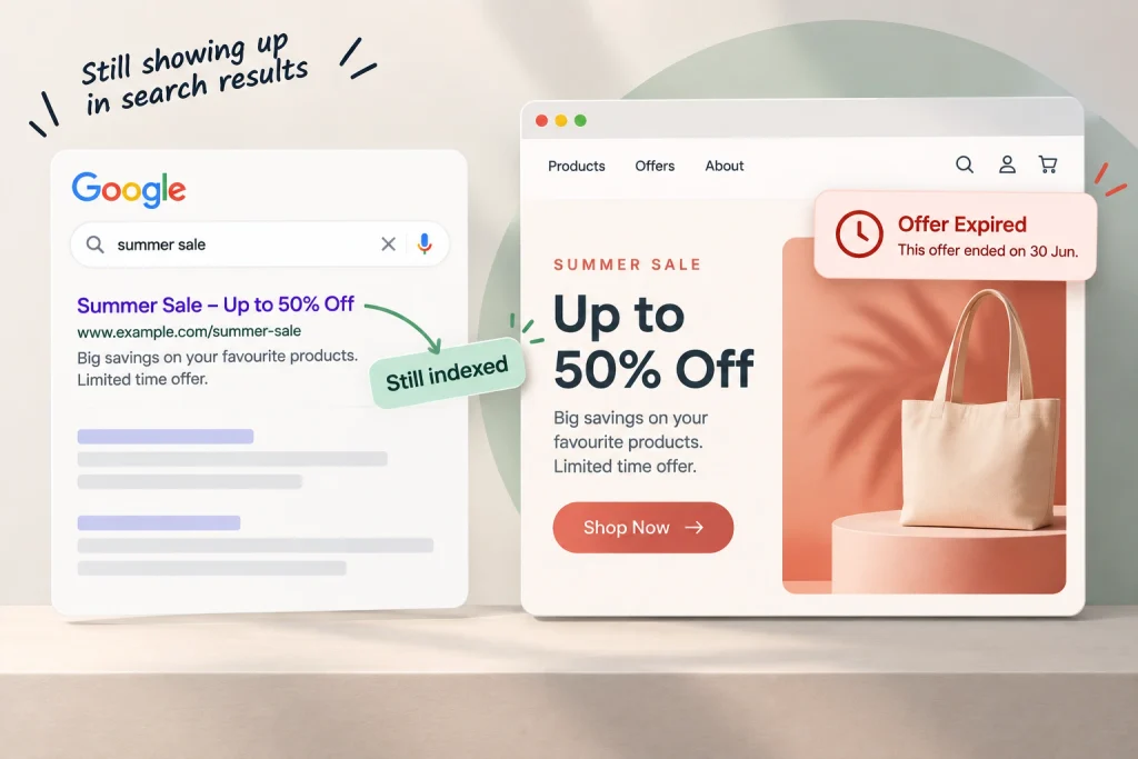 An expired offer still live and still indexed

