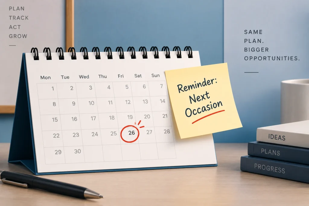 A reminder dated for the next occasion

