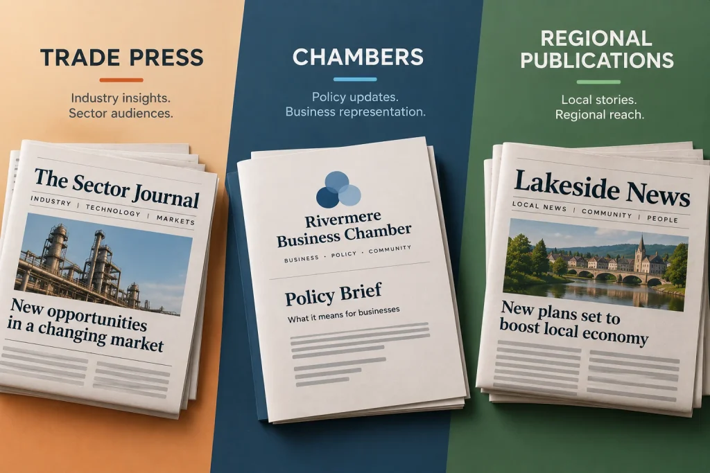 Trade press, chambers and regional publications