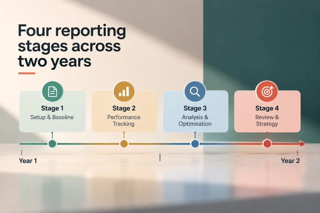 Four reporting stages across two years

